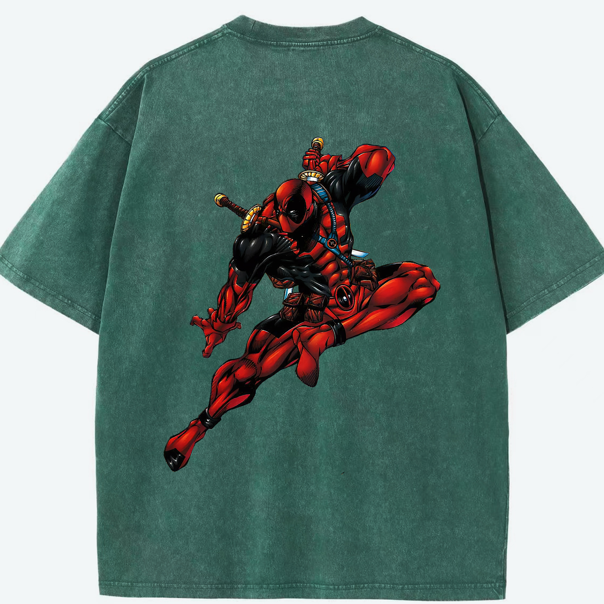 （画像用） Deadpool デッドプール 綿100% ヴィンテージ風 半袖Tシャツ（背面プリント）